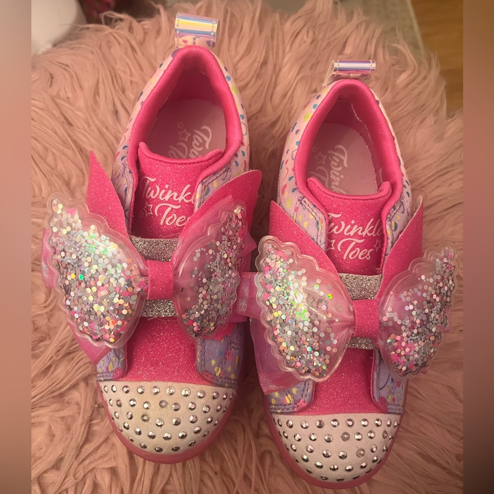Skechers Pink Glitter Winged Sneakers- Light Up